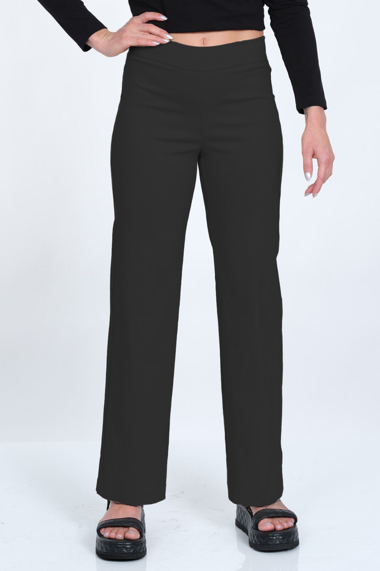 LIOR Women's Mini Flare Pull On Pant 30" Inseam Dressy Fabric - "Stella"