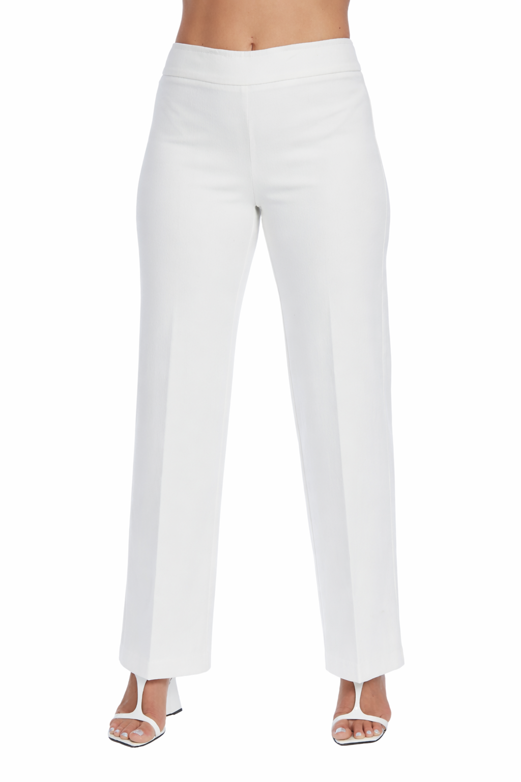 LIOR Women's Mini Flare Pull On Pant 30" Inseam Soft Cotton White Denim Jean-"Stella"