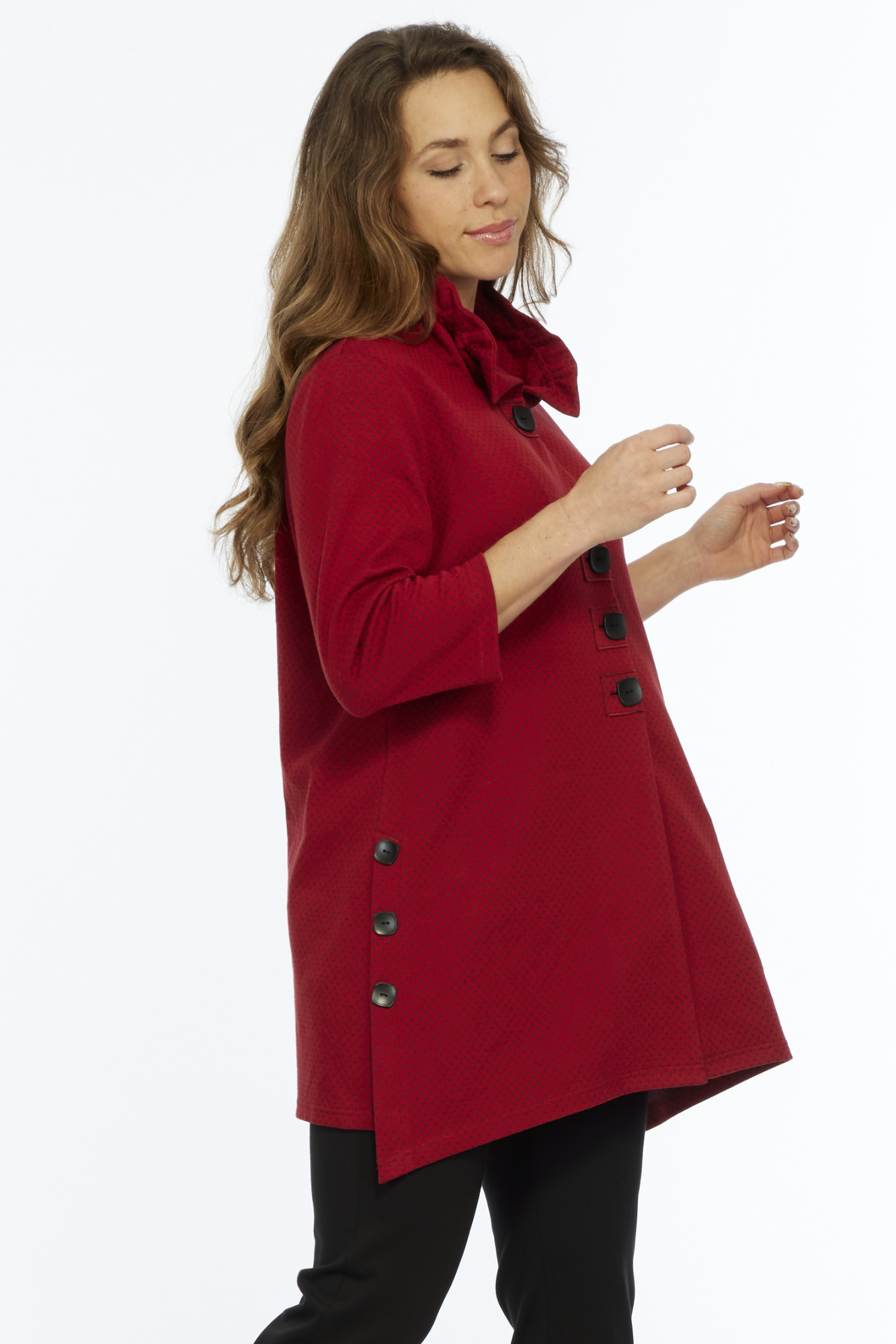 button front red jacket