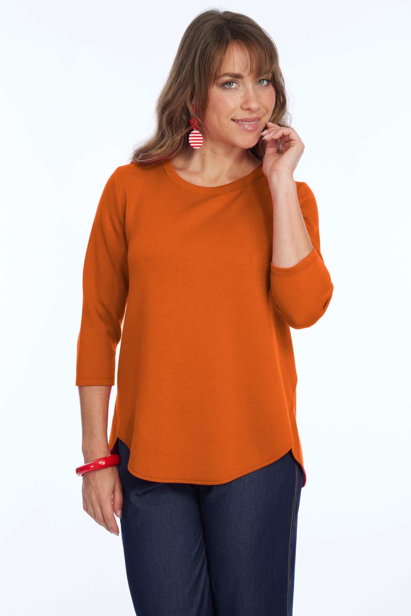 LIOR ZOFI Top Women's 3/4 Ponte Knit Top - Rust