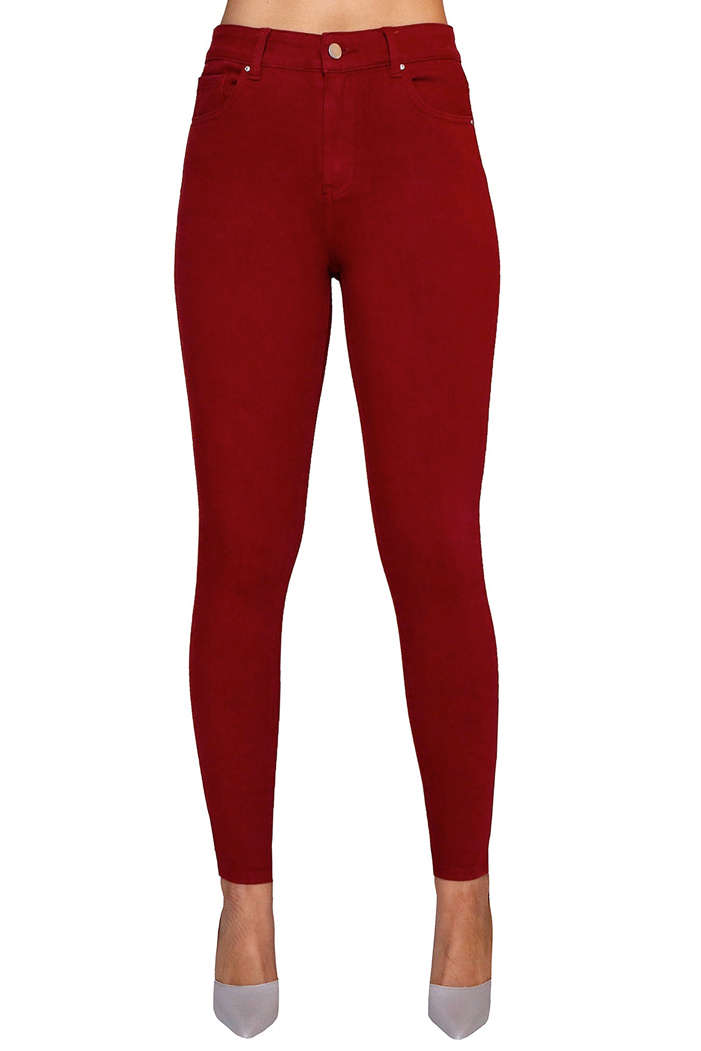 red high waisted jeans