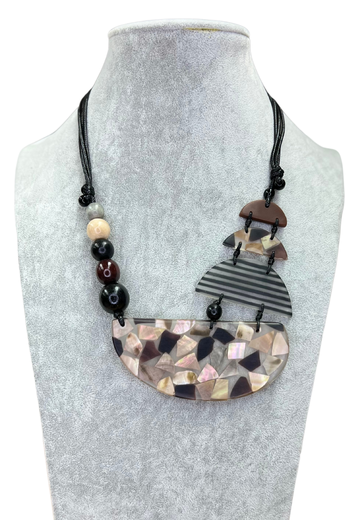 Black & Beige Statement Necklace Alisha D