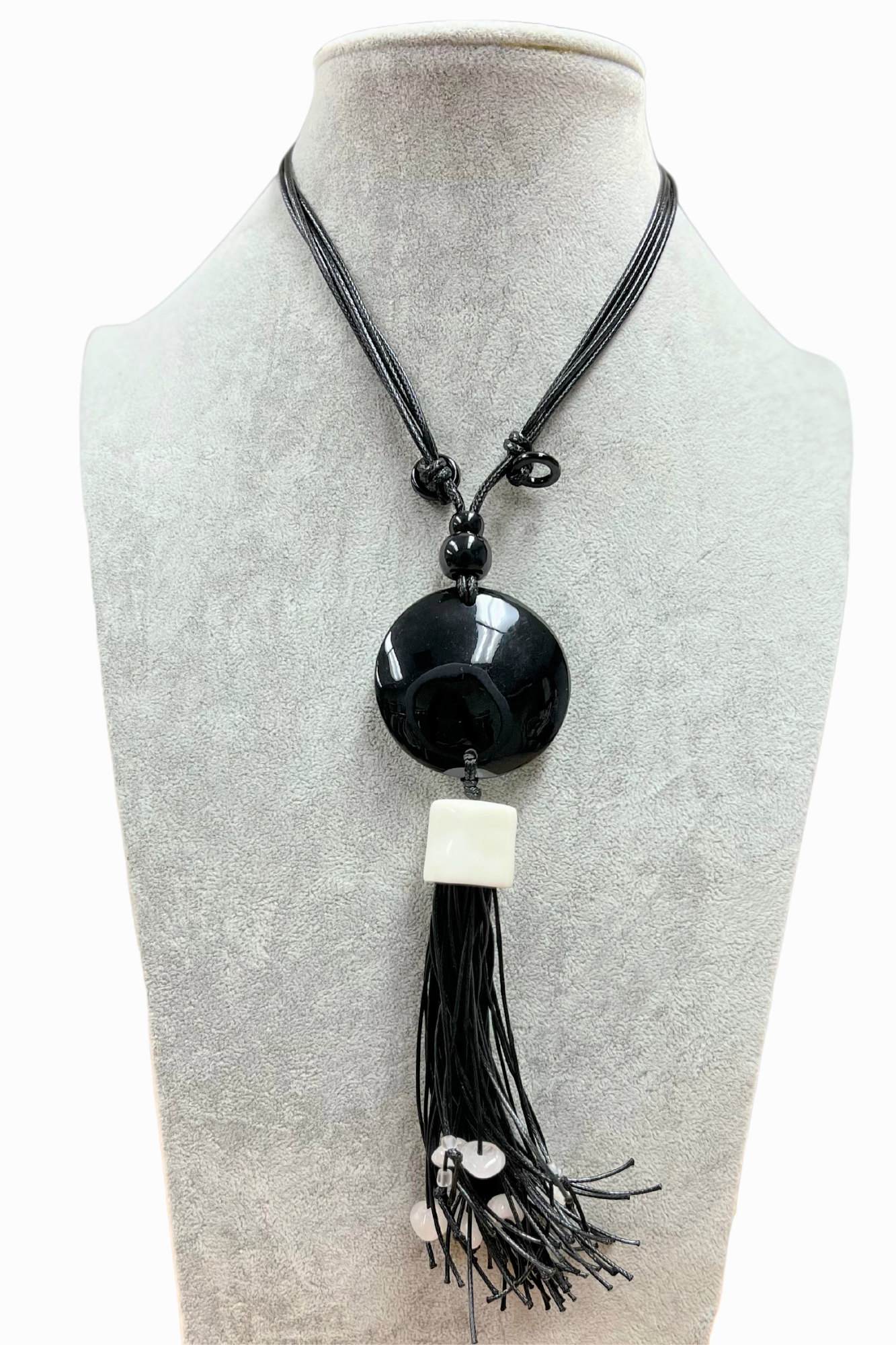 Black & White Tassel Necklace Alisha D