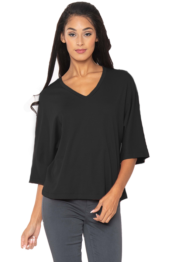 black bell sleeve top for women'