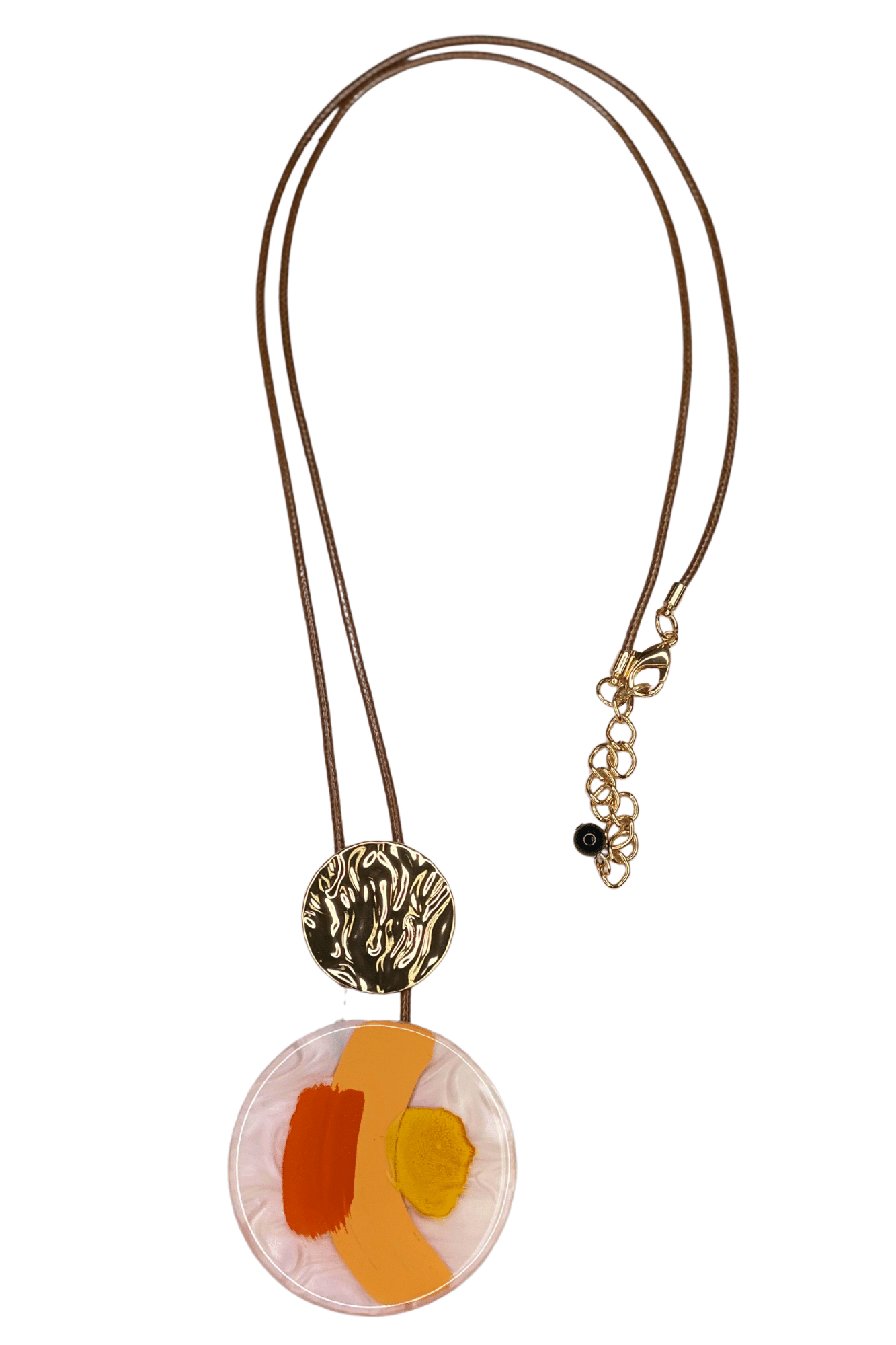 Orange and Gold Abstract Art Necklace