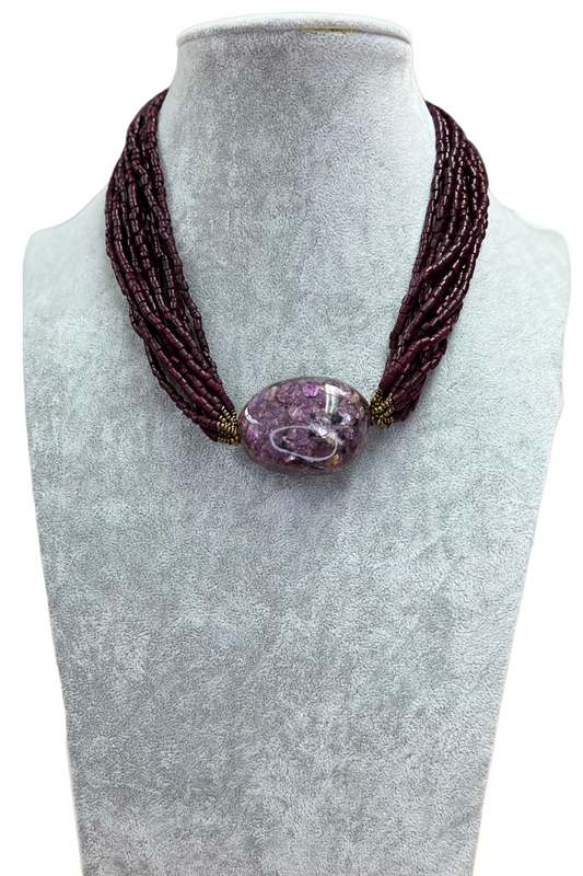 Purple Choker Coconut Beaded Necklace Alisha D
